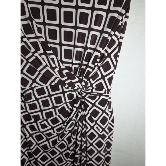 Lauren Ralph Lauren Womens Twist Front Sheath Dress Sz 2 Geometric Print Brown - Picture 2 of 7